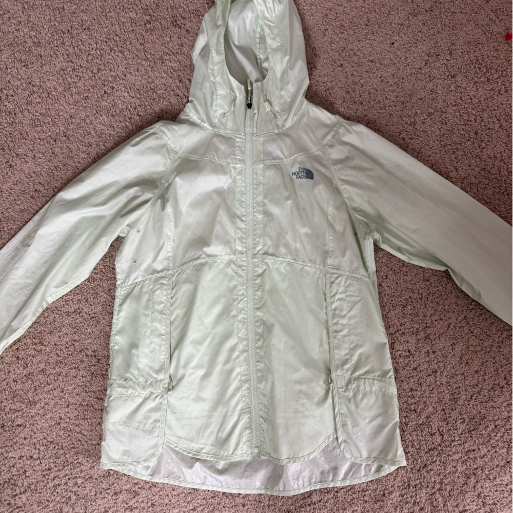 North Face Light Green Rain Jacket/Windbreaker